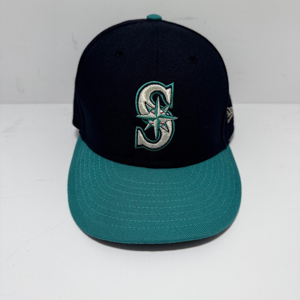 New Era 59FIFTY Seattle Mariners Hat Navy Teal On-Field‎ Fitted Cap 7 1/8 MLB